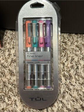 TUL Fine Liner Assorted Color Pen Set (Orange, Teal, Pink, Purple)